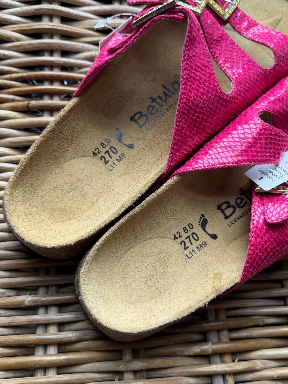 NWT Betula By Birkenstock Florida Sandals Pink Snake Print Womens Size 42 11 US - Picture 5 of 10